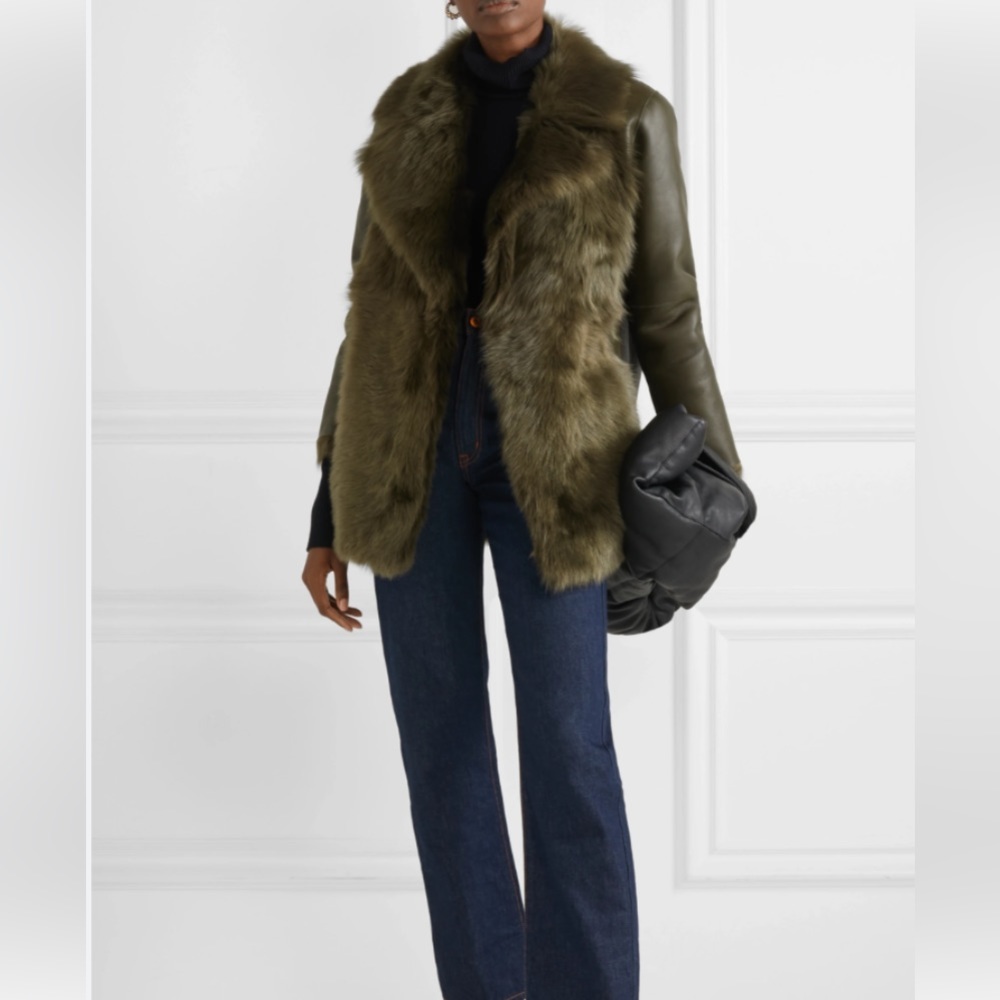 Theory overlay lamb shearling fur leather reversible coat - Picture 2 of 9